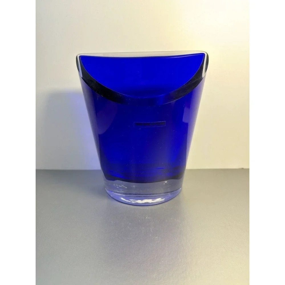 Handmade Polish‎ Cobalt Blue Glass Smile Top Vase